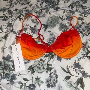 White Fox Boutique Fiery Orange and Red Bikini Top
